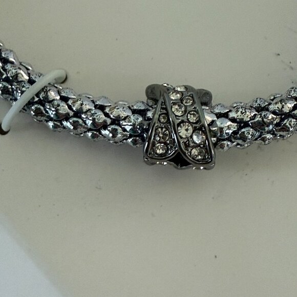 Nine West Silver-Tone Mesh Bracelet With Gold & Silver Crystal-Embellished Accen - Picture 4 of 5